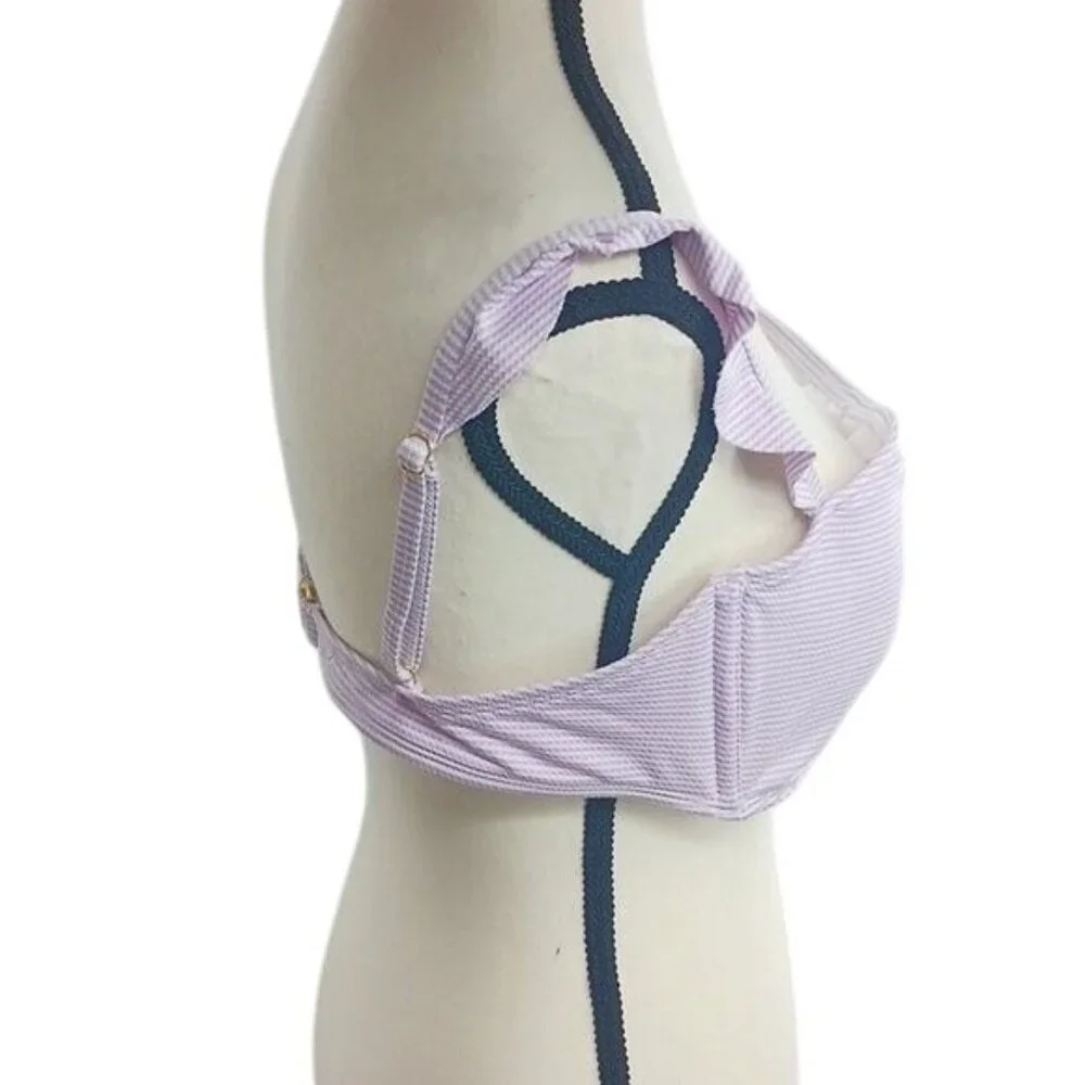 Xhilaration Womens XL Purple Gingham Swim Top Ruffle Strap Ruched Bikini